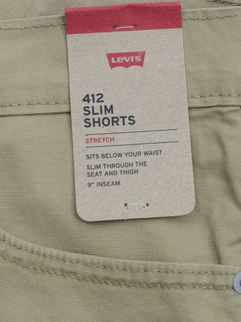 Levi's 412 Men's Comfortable Canvas Stretch‎ Slim Fit Shorts Beige Size 36X9